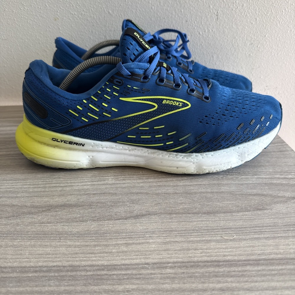Brooks Glycerin 20 Men's Size 13 D Blue Yellow Athletic Running Shoes Sneakers